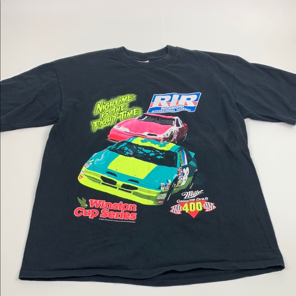 Vintage 1991 Racing Graphic Winston T-Shirt Black Single stitch Size Large